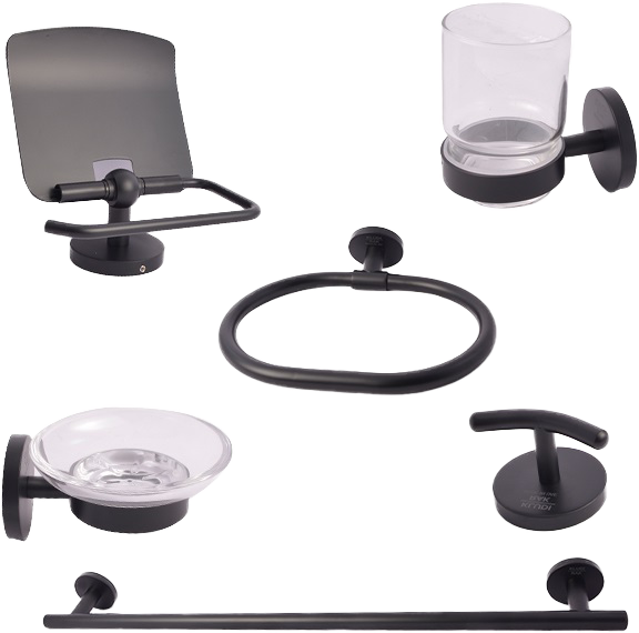 BATH ACCESSORIES 6 PCS SET BLACK ( RAK21021.BK2)