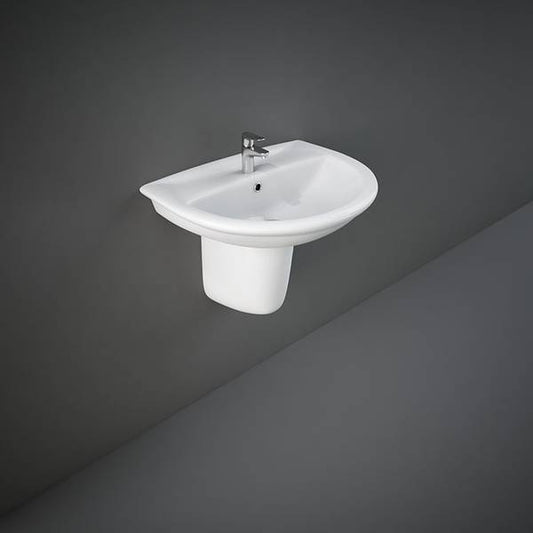 RAK KARLA HALF PEDESTAL WASH BASIN 60CM IVORY