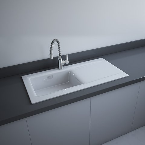RAK DREAM R/H C/ TOP SINK WHITE (OC201RHSLAWHA)