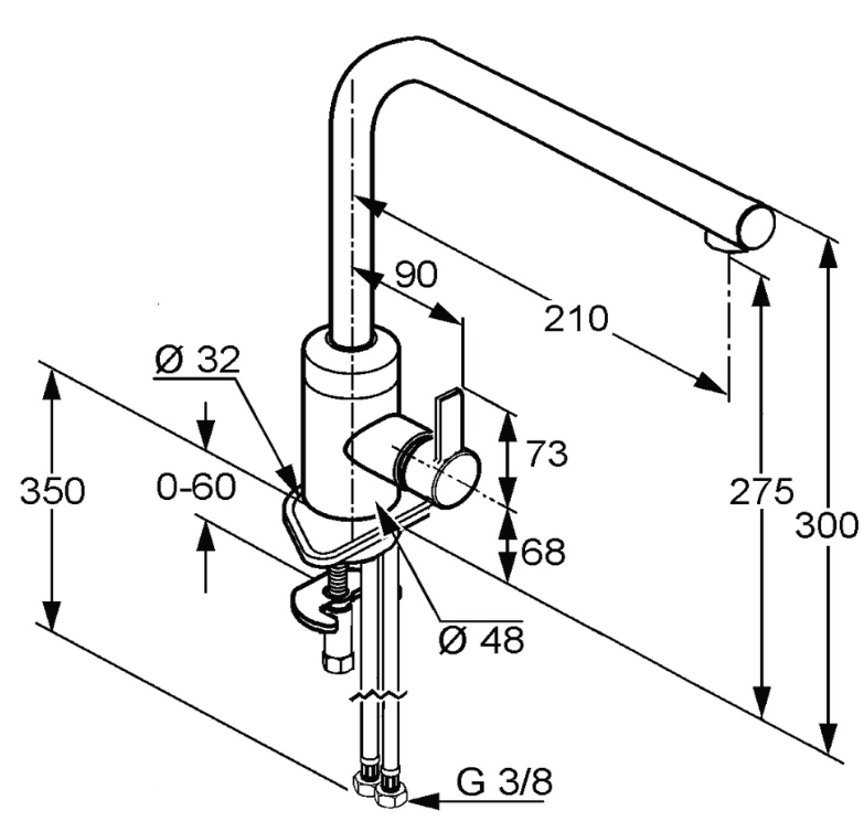 PASSION (KLUDI)DECK MOUNTED SINK MIXER (RAK13012-03)