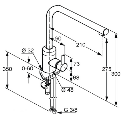 PASSION (KLUDI)DECK MOUNTED SINK MIXER (RAK13012-03)