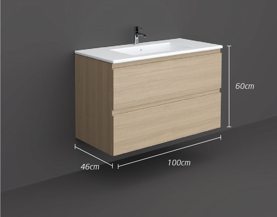 RAK JOYWH100SOK 100CM WALL HUNG VANITY UNIT SCANDI OAK