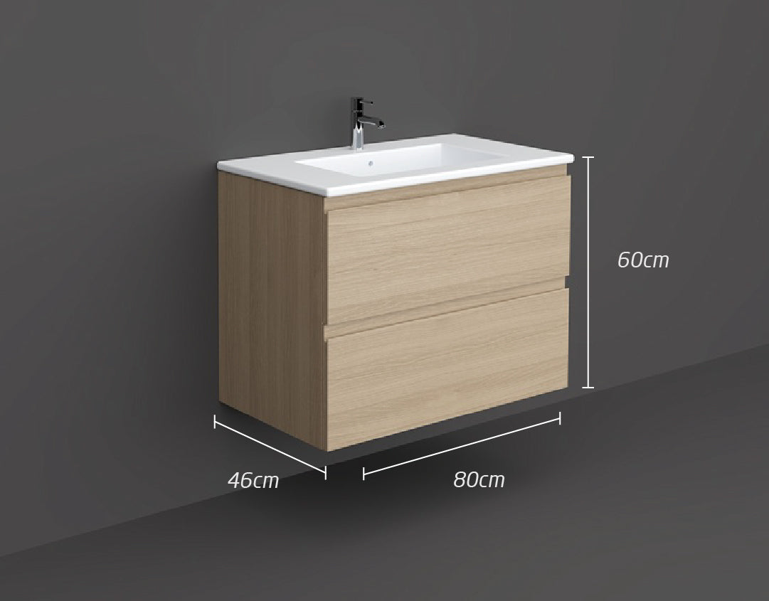 RAK JOYWHO80SOK 80CM WALL HUNG VANITY UNIT SCANDI OAK
